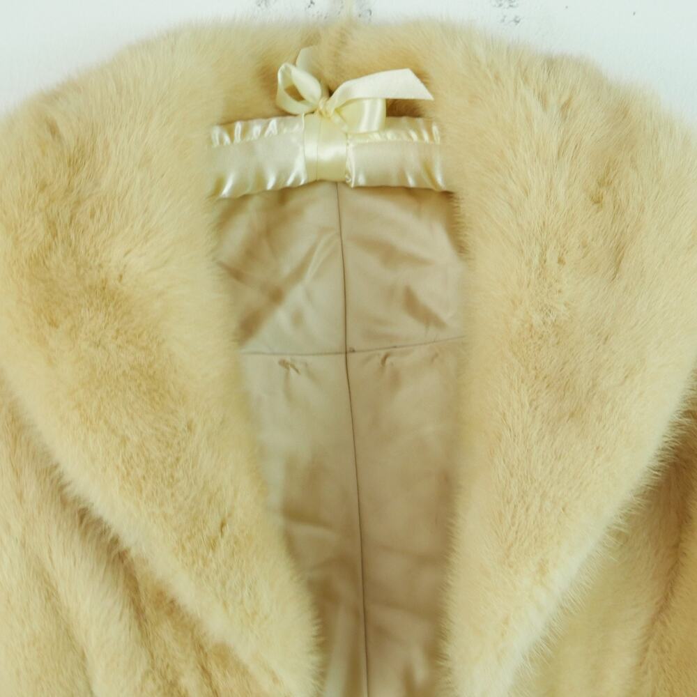 Vintage Blonde Mink Stole‎ Fur Wrap Hollywood Glam Long 28"x28" Evening Shawl - Picture 5 of 11